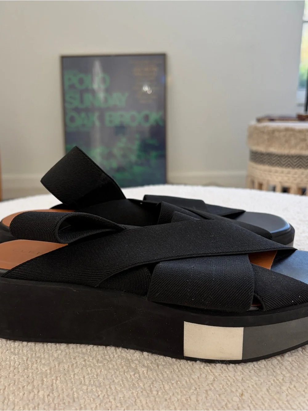 Robert Clergerie Paris Black Elastic Crossover Sandals